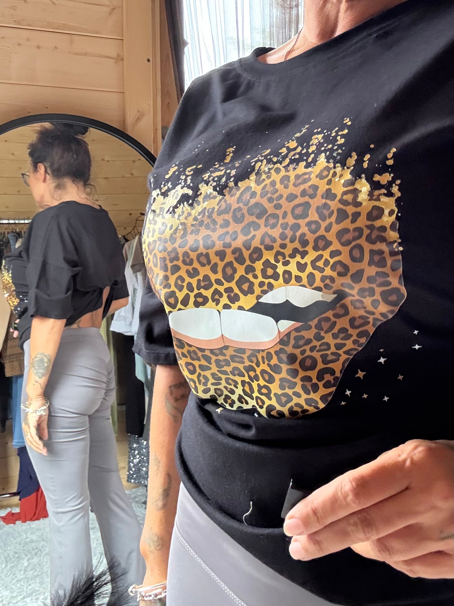 Lips leopard print T-shirt