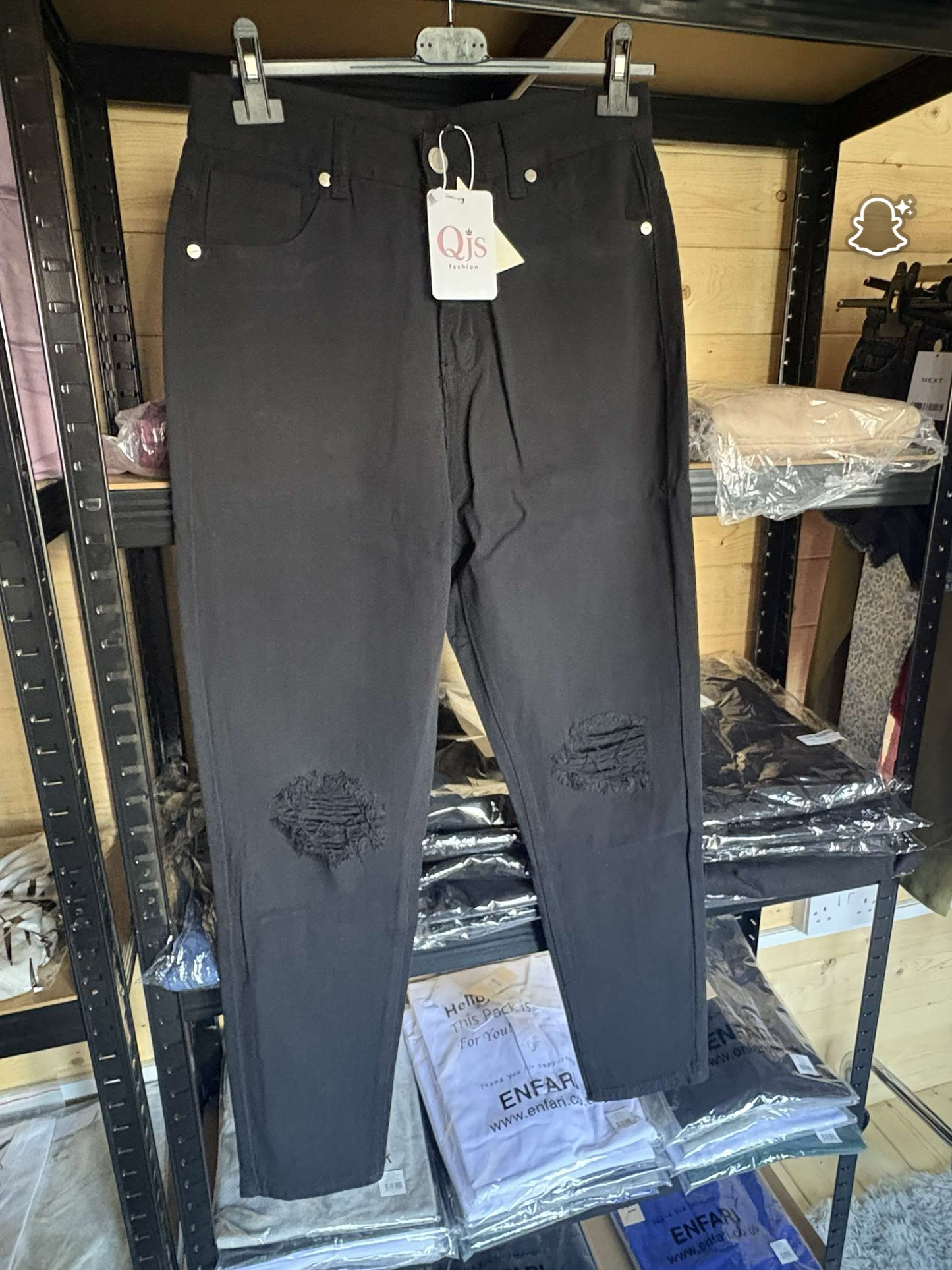 High waisted black ripped jeans