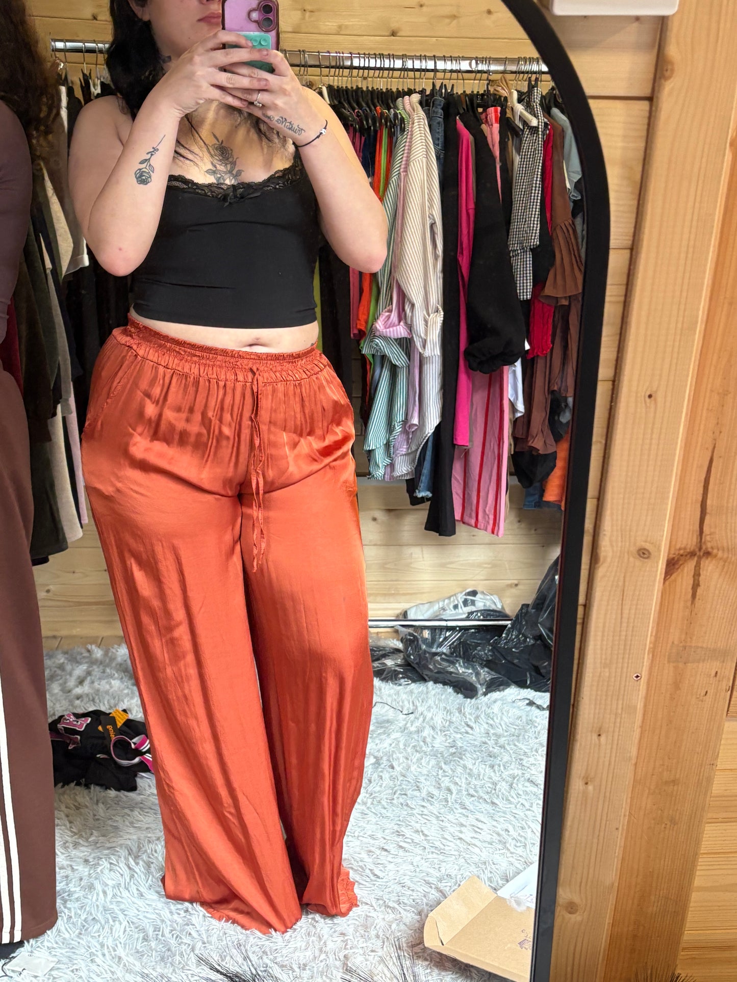Ladies Straight Leg Silk Trousers
