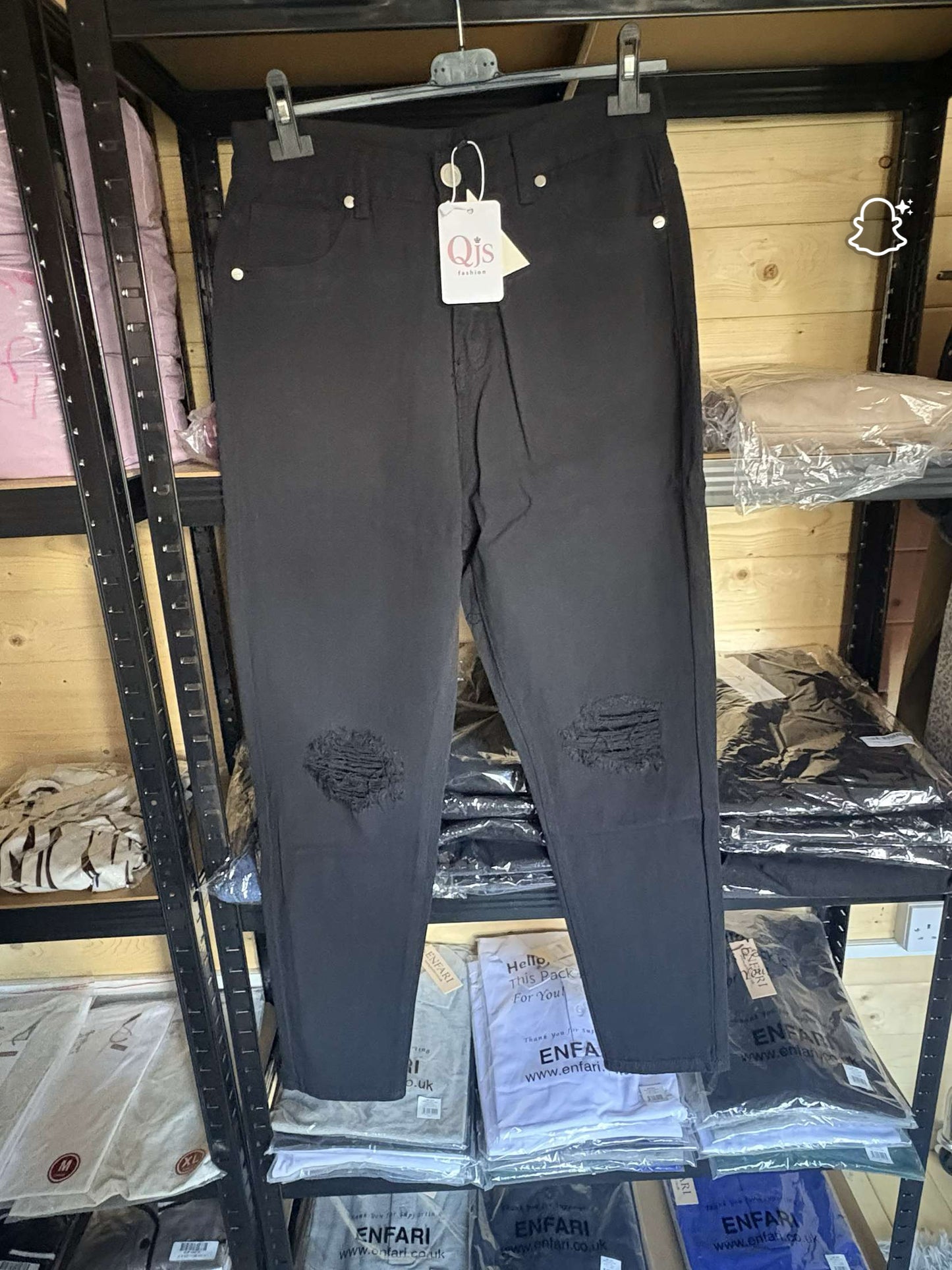 High waisted black ripped jeans