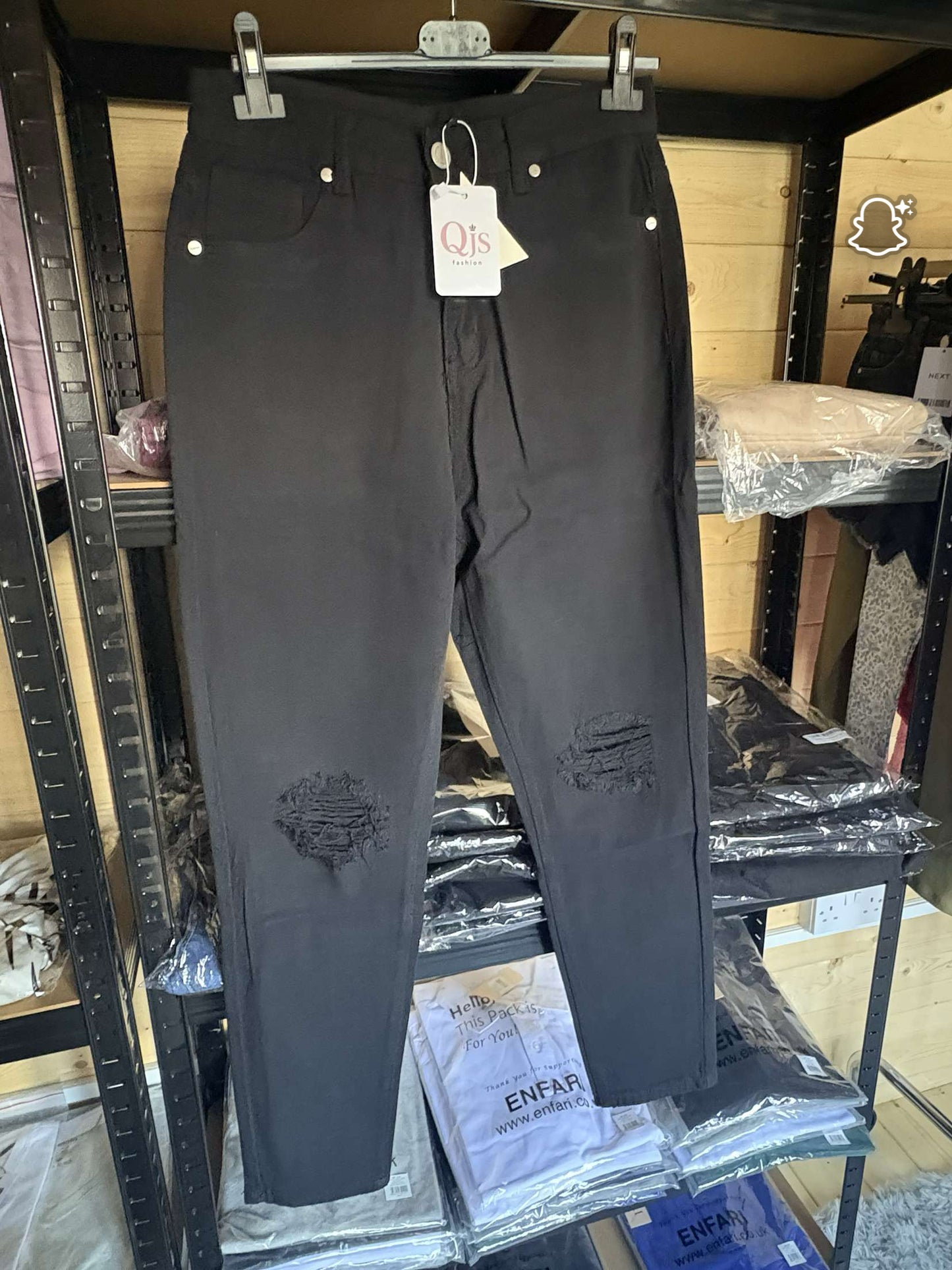 High waisted black ripped jeans