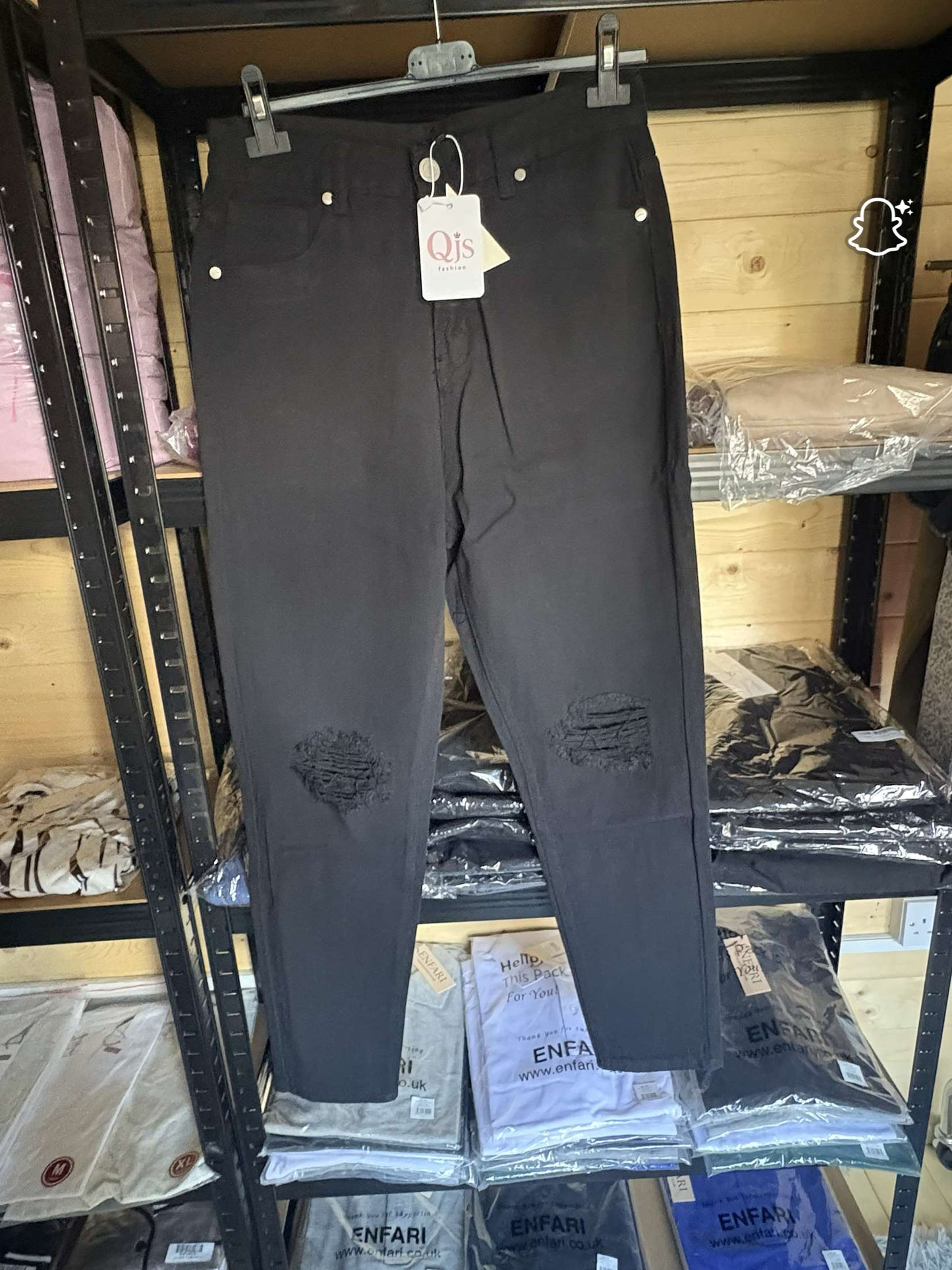 High waisted black ripped jeans
