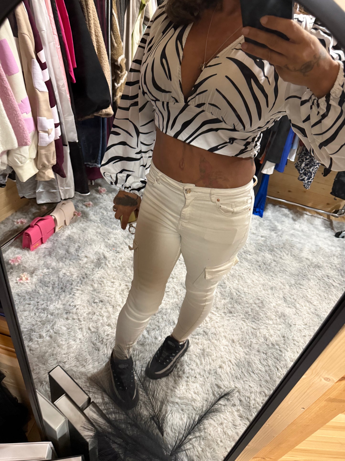 Bell wing zebra top