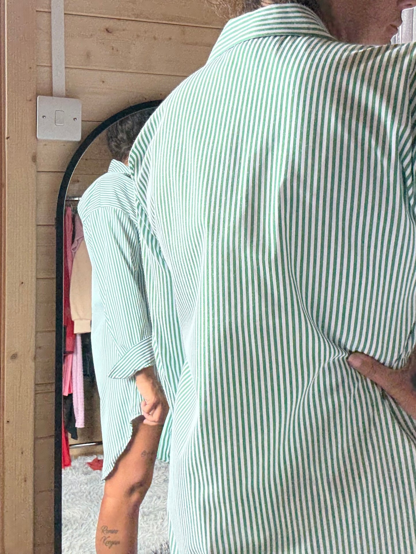 Teddy bear striped shirt dress