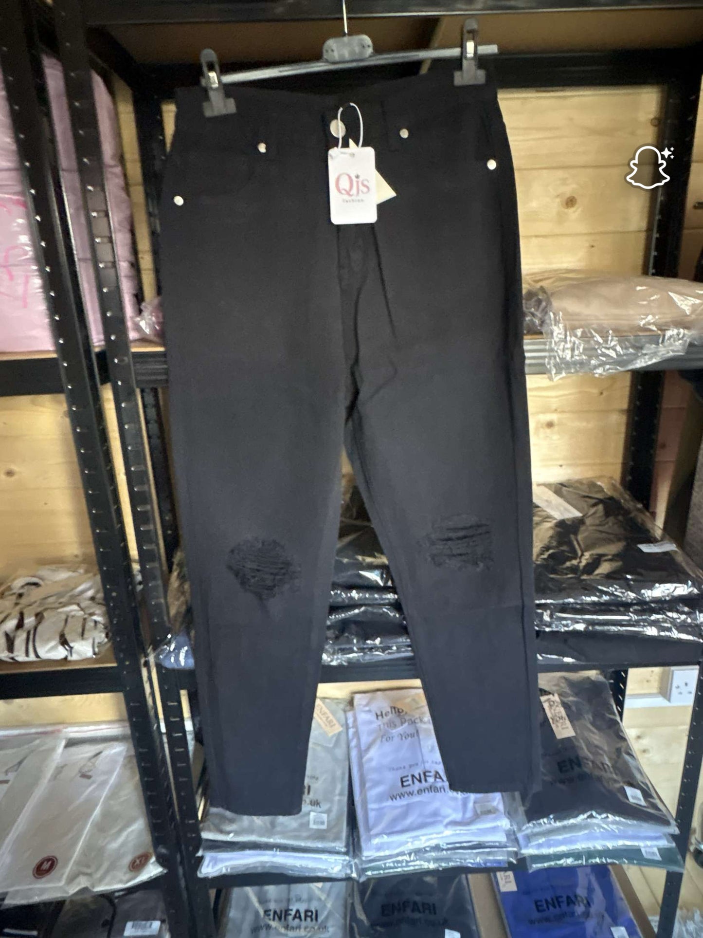 High waisted black ripped jeans