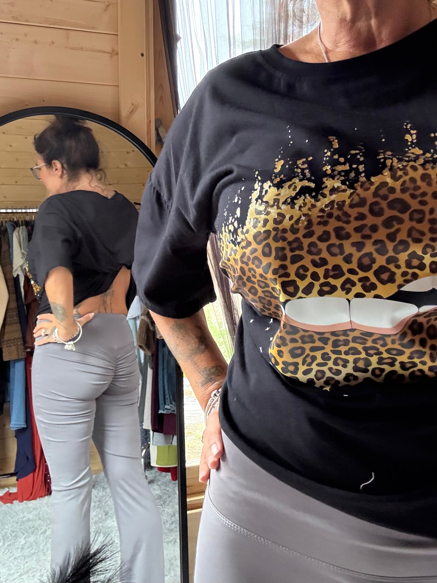 Lips leopard print T-shirt