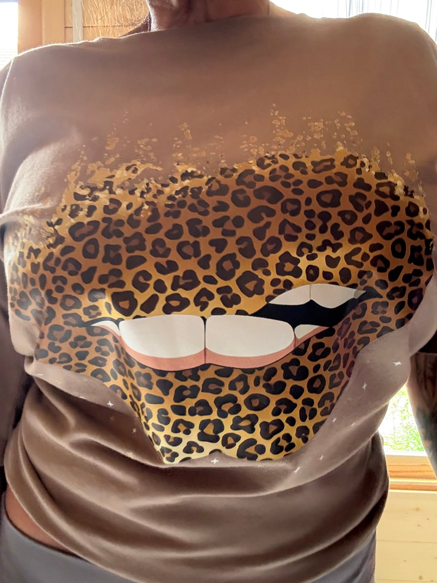 Lips leopard print T-shirt