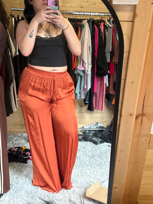 Ladies Straight Leg Silk Trousers