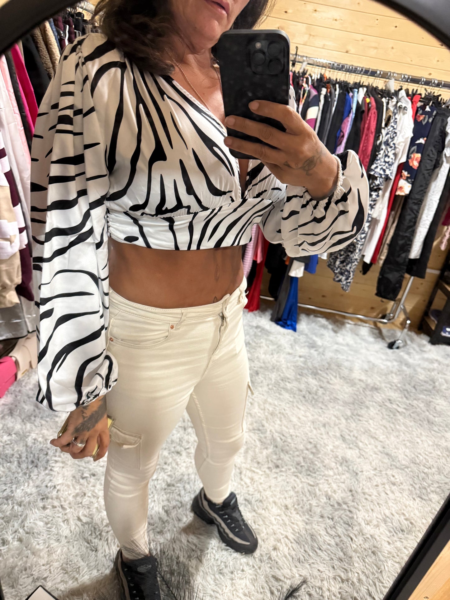 Bell wing zebra top